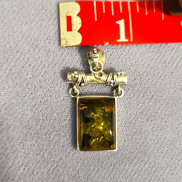 Vintage Lori Bonn 925 Silver and Baltic Amber Door Knocker Pendant - Picture 7 of 7